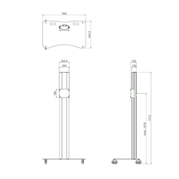TROLLEY, FIXED INSTALLATION, FOR FLAT PANELS MAX. 65 INCH, 60 KG - Imagen 2