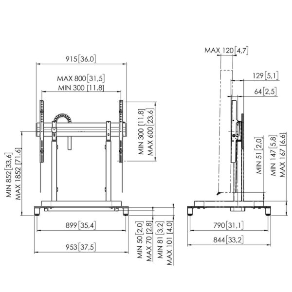 VOGELS RISE 5108 MOTORIZED DISPLAY LIFT FLOOR STAND 80 BLACK (RISE5108 ) - Imagen 3