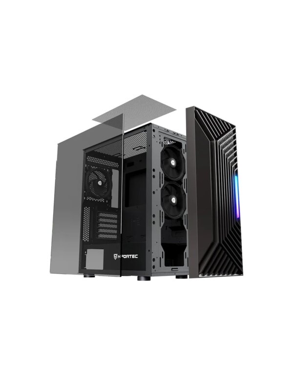 NFORTEC CAJA GAMING CRISTAL TEMPLADO NERVIA BLACK. USB 3.0 A-RGB. NEGRO - Imagen 8