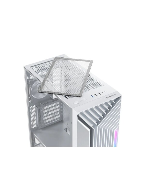 NFORTEC CAJA GAMING CRISTAL TEMPLADO NERVIA WHITE. USB 3.0 A-RGB. BLANCO - Imagen 5