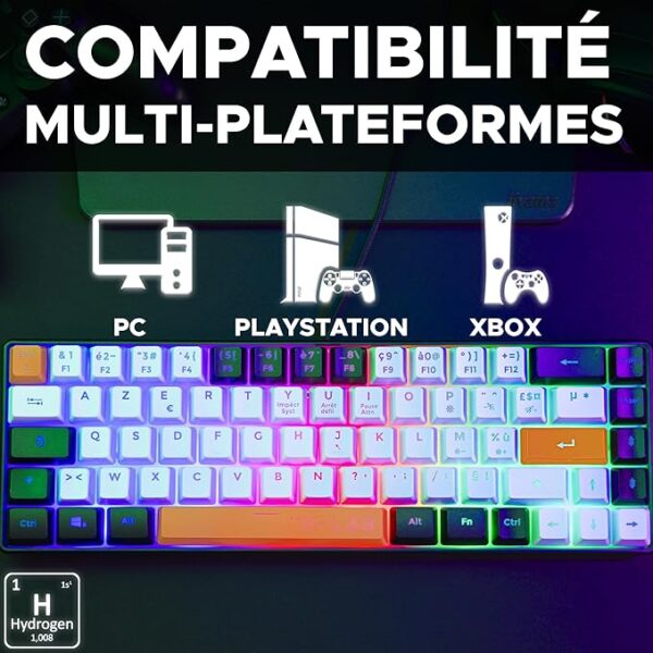 THE G-LAB KEYZ HYDROGEN, TECLADO DE MEMBRANA RETROILUMINADO, COMPACTO 60% - Imagen 5